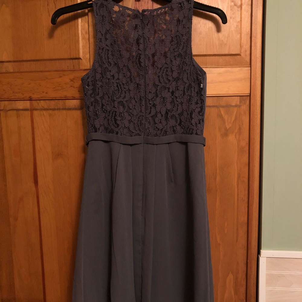 David’s Bridal Bridesmaid Dress Pewter - Picture 7 of 8